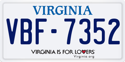VA license plate VBF7352