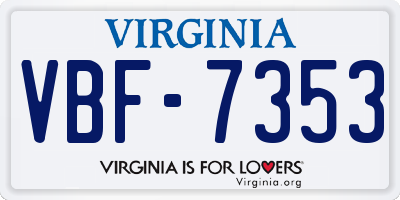 VA license plate VBF7353