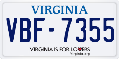 VA license plate VBF7355