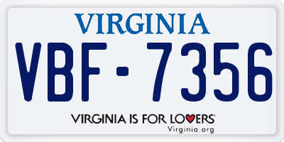 VA license plate VBF7356