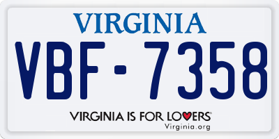 VA license plate VBF7358