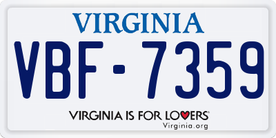 VA license plate VBF7359