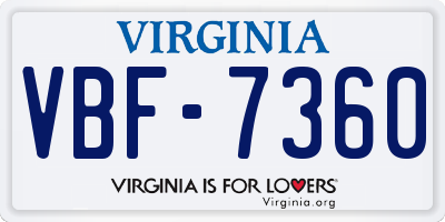 VA license plate VBF7360