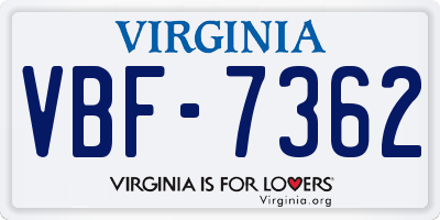 VA license plate VBF7362