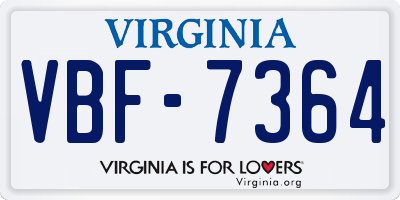 VA license plate VBF7364