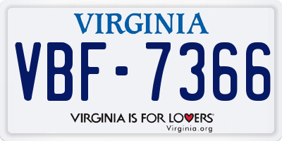 VA license plate VBF7366