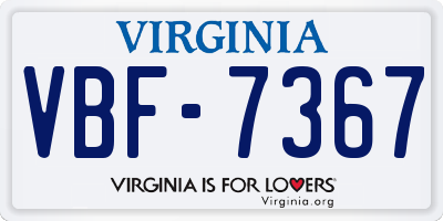 VA license plate VBF7367