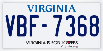 VA license plate VBF7368