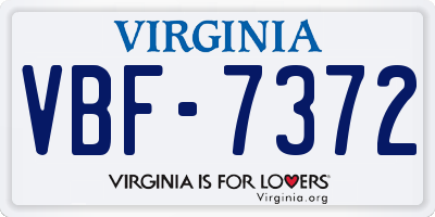 VA license plate VBF7372