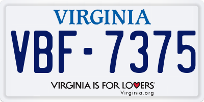 VA license plate VBF7375
