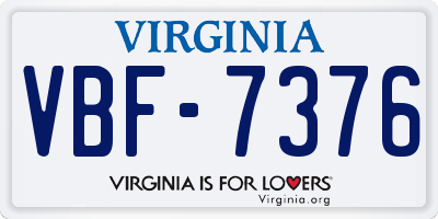 VA license plate VBF7376
