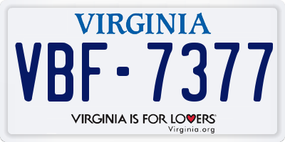 VA license plate VBF7377