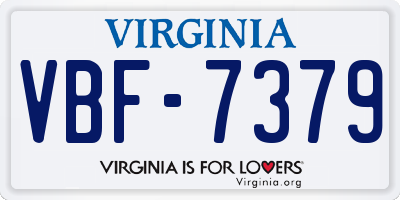 VA license plate VBF7379