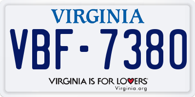 VA license plate VBF7380