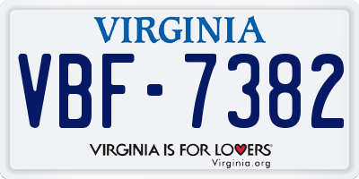 VA license plate VBF7382