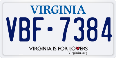 VA license plate VBF7384