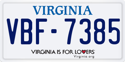 VA license plate VBF7385