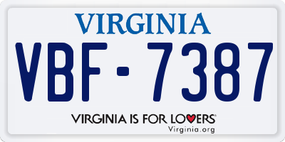 VA license plate VBF7387