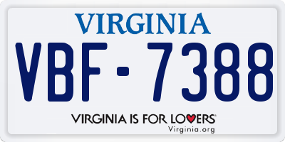 VA license plate VBF7388