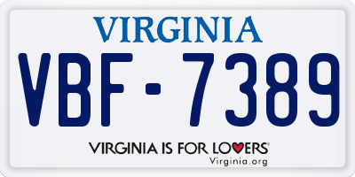 VA license plate VBF7389