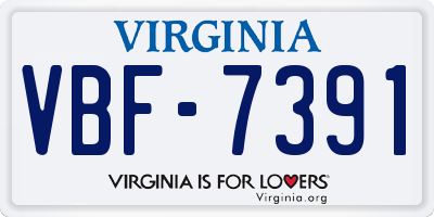 VA license plate VBF7391