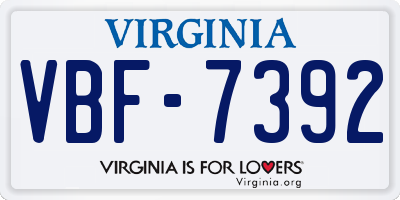 VA license plate VBF7392