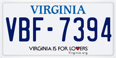 VA license plate VBF7394