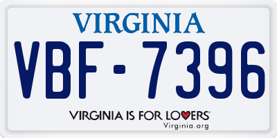 VA license plate VBF7396