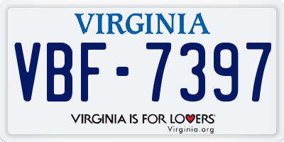 VA license plate VBF7397