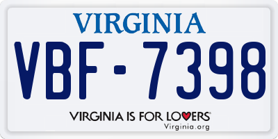 VA license plate VBF7398