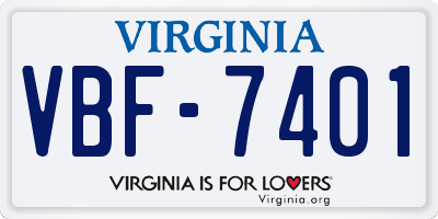 VA license plate VBF7401
