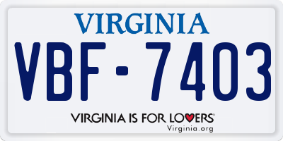 VA license plate VBF7403