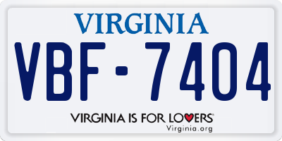VA license plate VBF7404