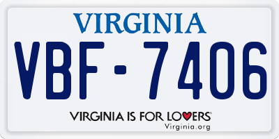 VA license plate VBF7406