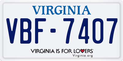 VA license plate VBF7407