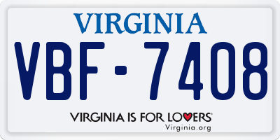 VA license plate VBF7408
