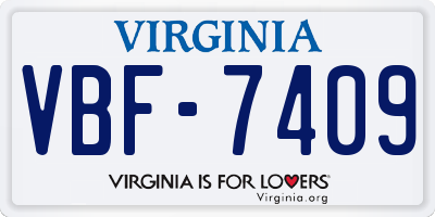 VA license plate VBF7409