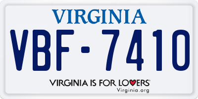 VA license plate VBF7410