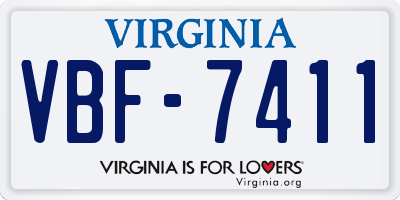 VA license plate VBF7411