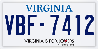 VA license plate VBF7412