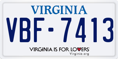 VA license plate VBF7413