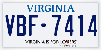 VA license plate VBF7414