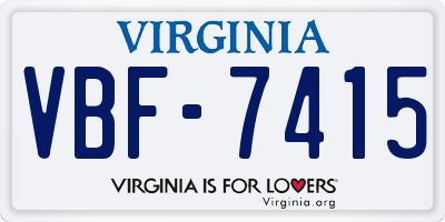 VA license plate VBF7415