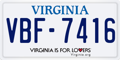 VA license plate VBF7416