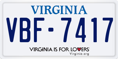 VA license plate VBF7417