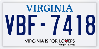 VA license plate VBF7418