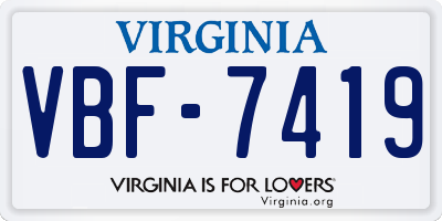 VA license plate VBF7419