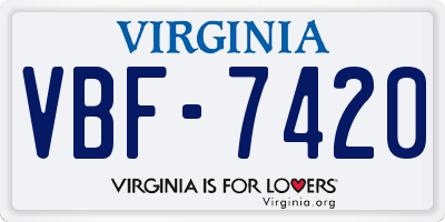 VA license plate VBF7420