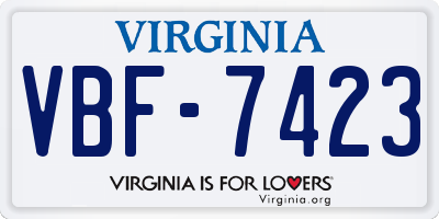 VA license plate VBF7423
