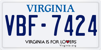 VA license plate VBF7424